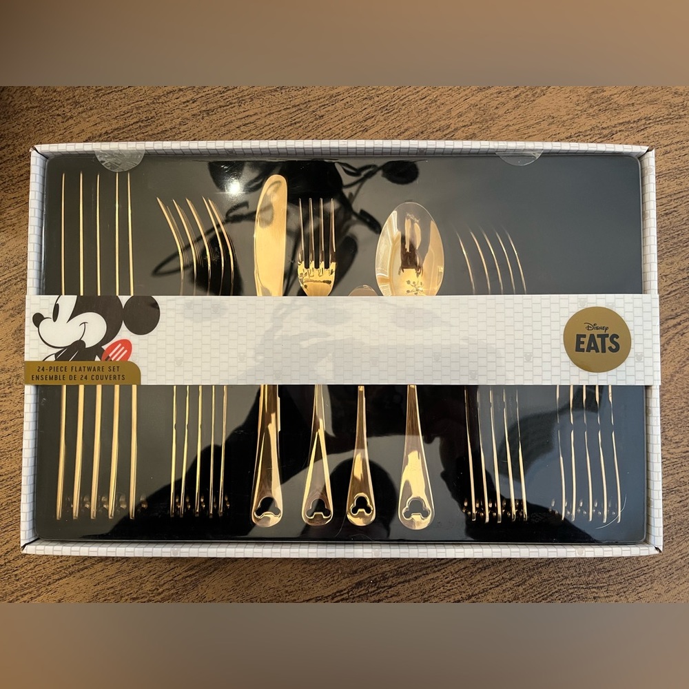 Disney Eats Mickey Mouse Icon Gold Flatware Set - 24 Piece NEW